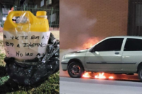 Le incendió el auto a su novio infiel y le dejó un mensaje en el bidón de combustible: “No vas a querer jugar más con ninguna mujer”