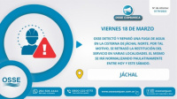 El servicio de agua se restablecerá secuencialmente en Jáchal