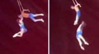 Video: la fatal caída de una trapecista china cuando realizaba un truco junto a su esposo