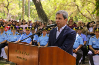 Sergio Uñac, comenzó la despedida de su gestión presidiendo el acto de juramento de lealtad de la Policía de San Juan