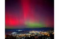 Una intensa tormenta solar causó auroras australes en Ushuaia