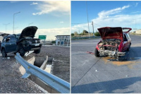 Nuevamente un accidente en Ruta 40 terminó con una camioneta sobre el guardarrail