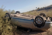 Accidente en la ruta: dos mendocinos ilesos tras volcar cerca de El Encón