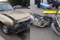 Un motociclista terminó herido tras chocar contra un auto en Rawson
