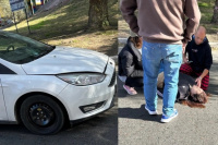 Usaba el celular mientras manejaba y terminó atropellando a una mujer