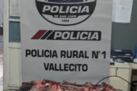 Detienen a un hombre con 80 kilos de carne faenada en un control de Vallecito