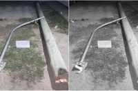 Pocito: un hombre fue demorado tras derribar un poste de luz que presentaba riesgo de caída