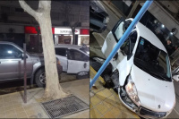 Perdió el control del auto y chocó contra una camioneta estacionada en pleno centro sanjuanino